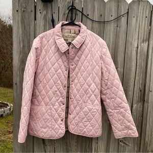 Burberry Dupe VTG NY Classics M Pink Diamond Quilted Jacket Beige Red Flannel